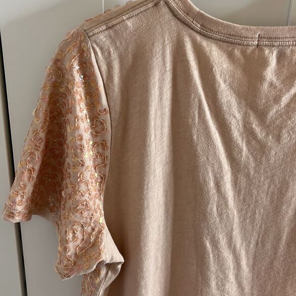J. crew Sequined Tee shirt size medium pink/peach - Picture 12 of 12